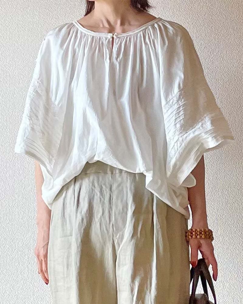 Canaria Style】レース＆ピンタックドルマンブラウス（インナー