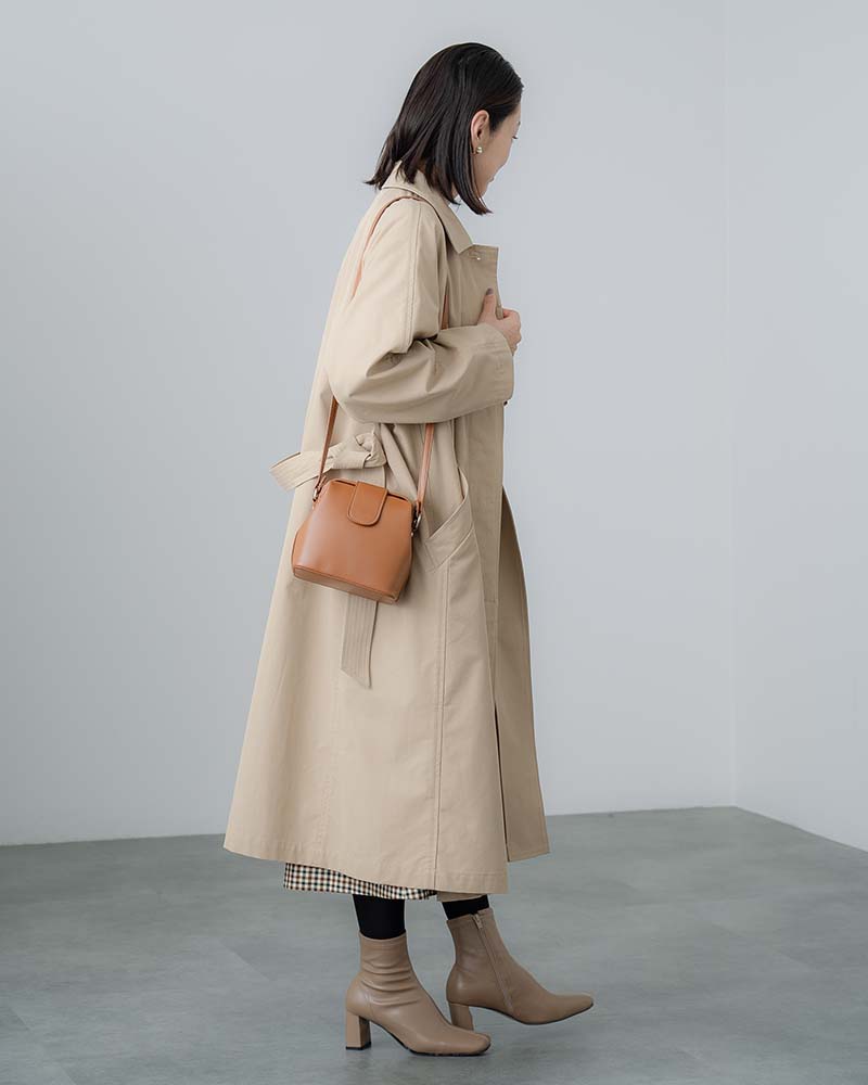 【Canaria Style】ベルト付きツイルステンカラーコート