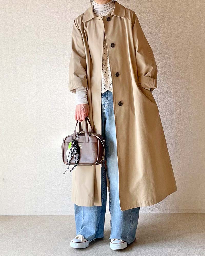 【Canaria Style】ベルト付きツイルステンカラーコート