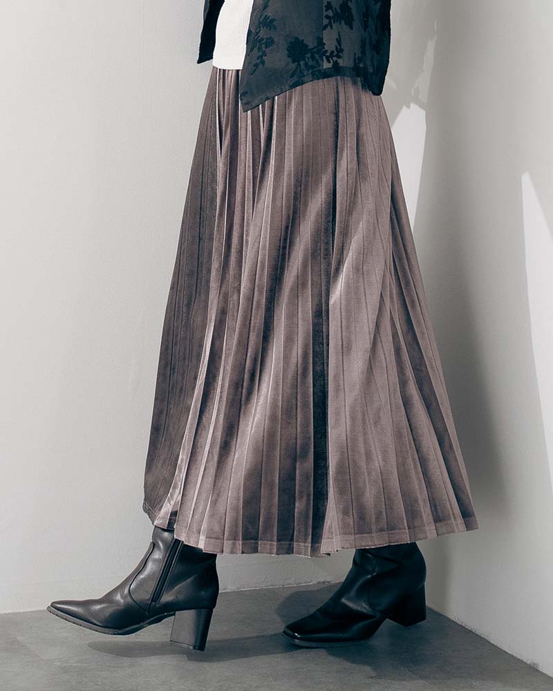 ベロアアコーディオンプリーツスカート
