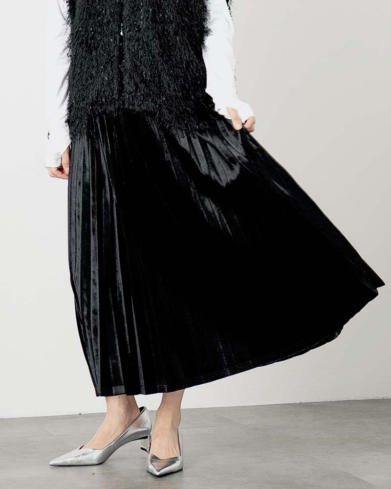 ベロアアコーディオンプリーツスカート