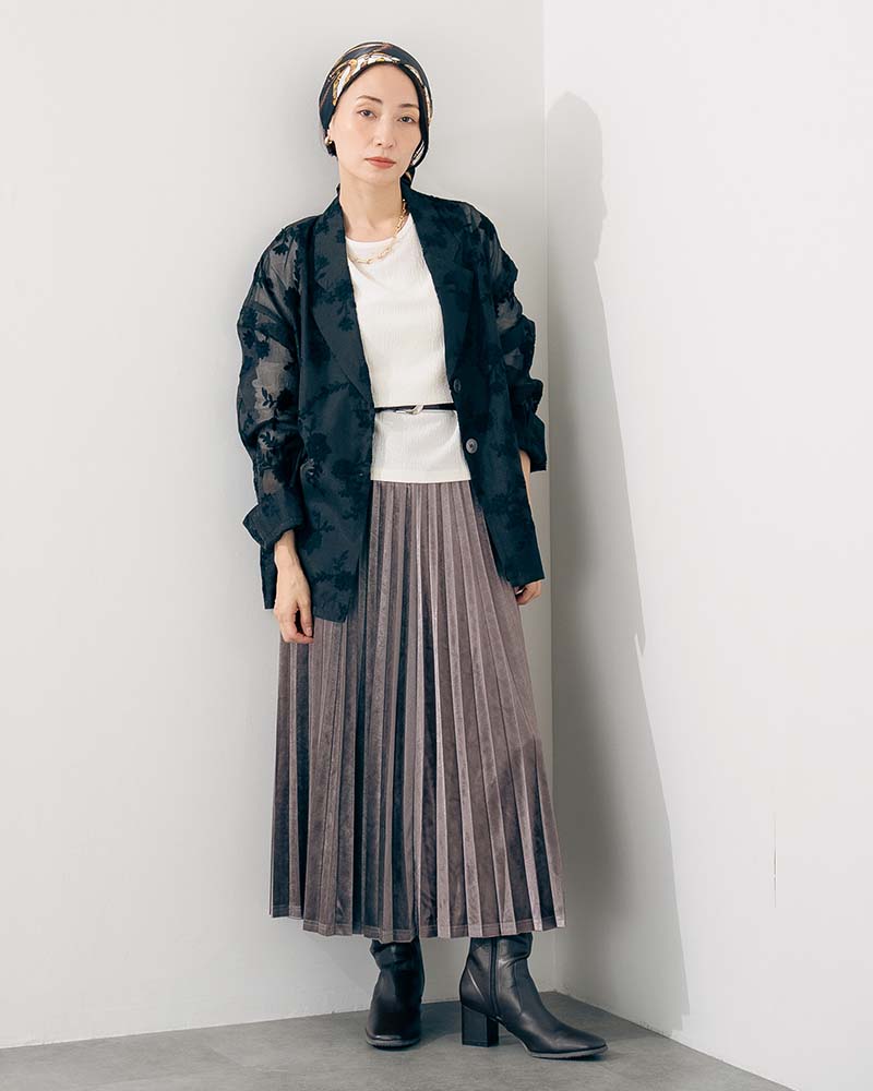 ベロアアコーディオンプリーツスカート