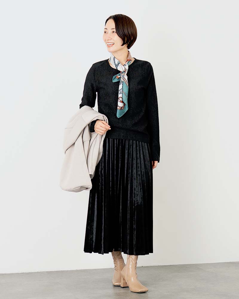 ベロアアコーディオンプリーツスカート