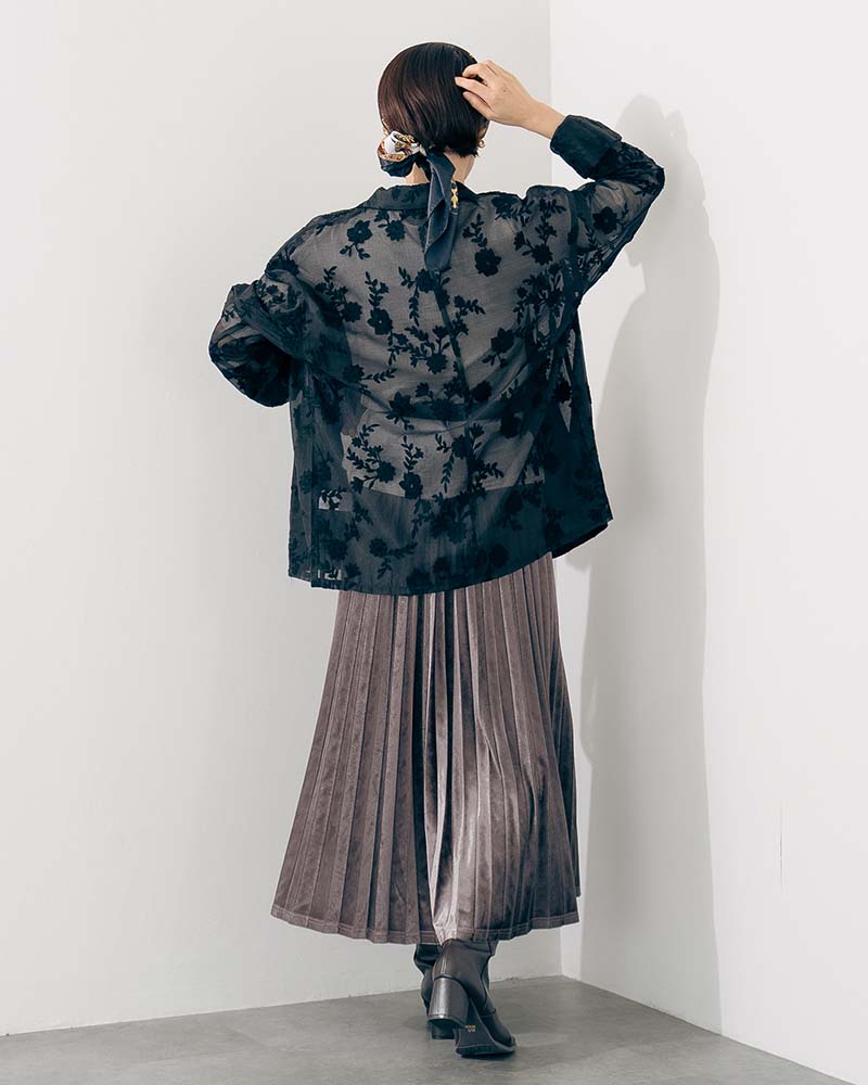 ベロアアコーディオンプリーツスカート