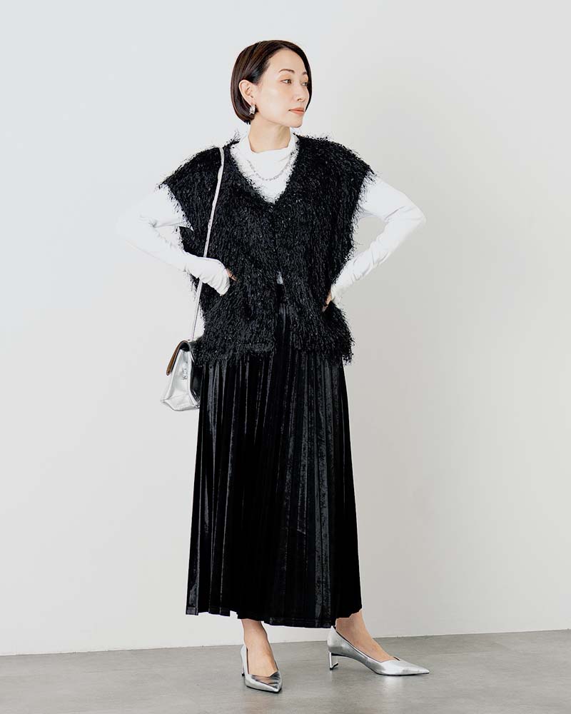ベロアアコーディオンプリーツスカート