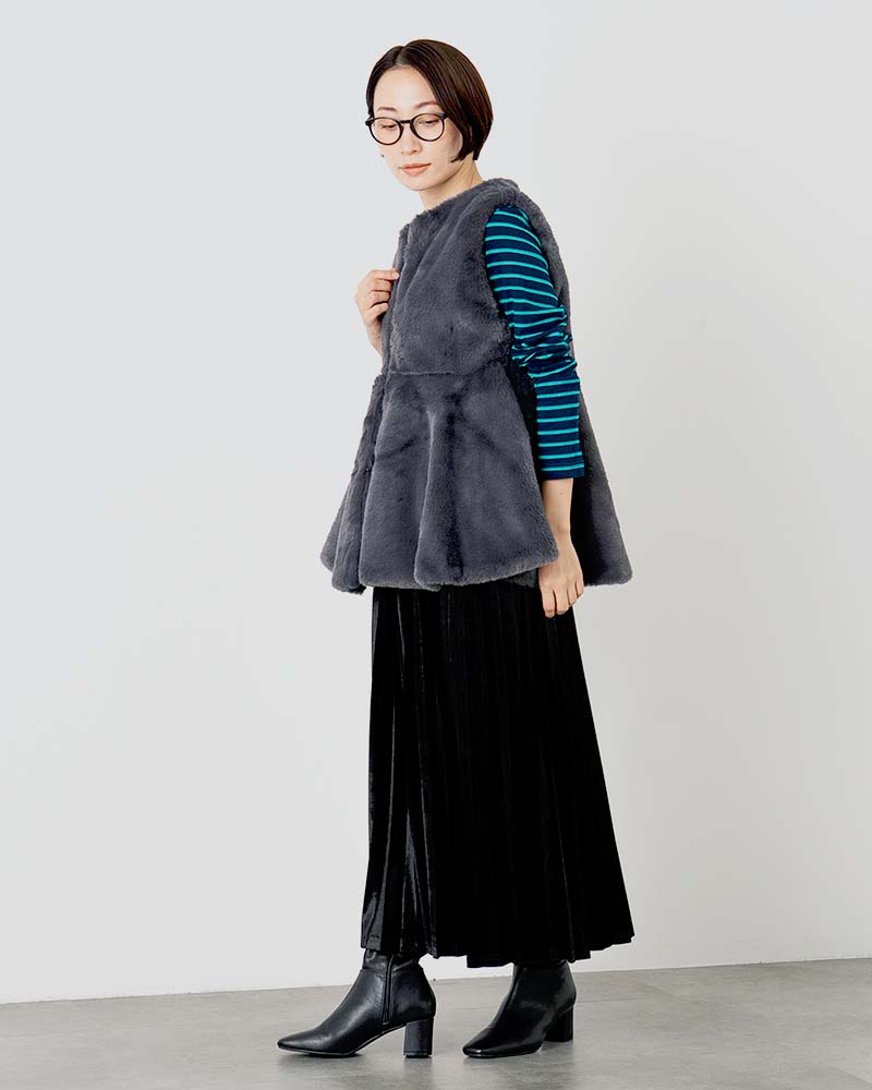 ベロアアコーディオンプリーツスカート