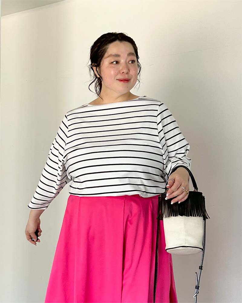 【otostyle】ストレッチ天竺ボートネックプルオーバー