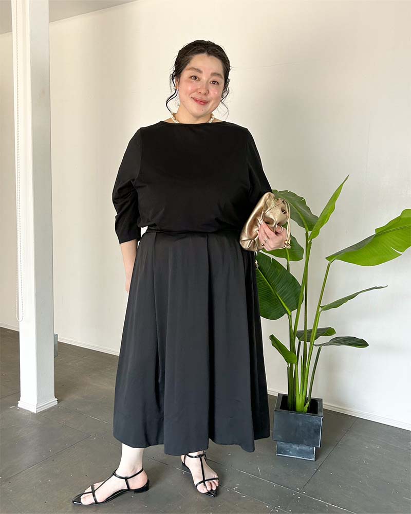 【otostyle】ストレッチ天竺ボートネックプルオーバー