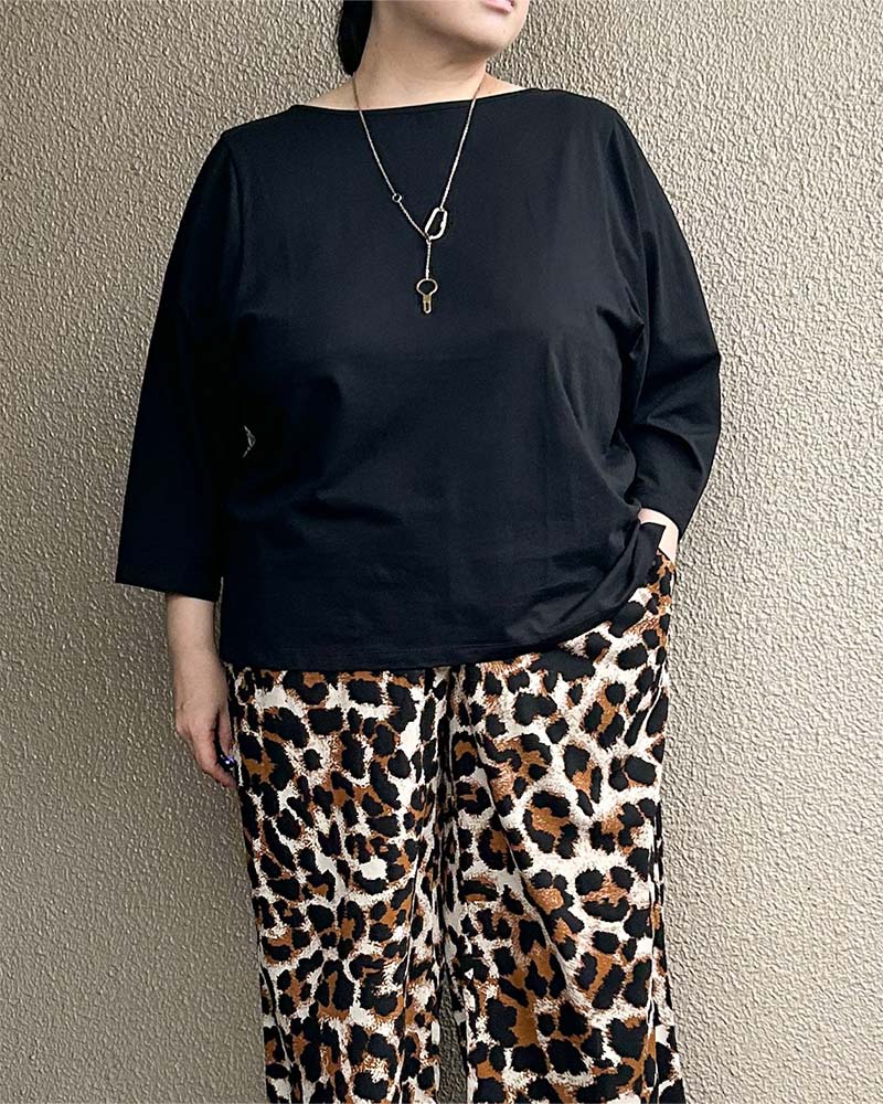 【otostyle】ストレッチ天竺ボートネックプルオーバー