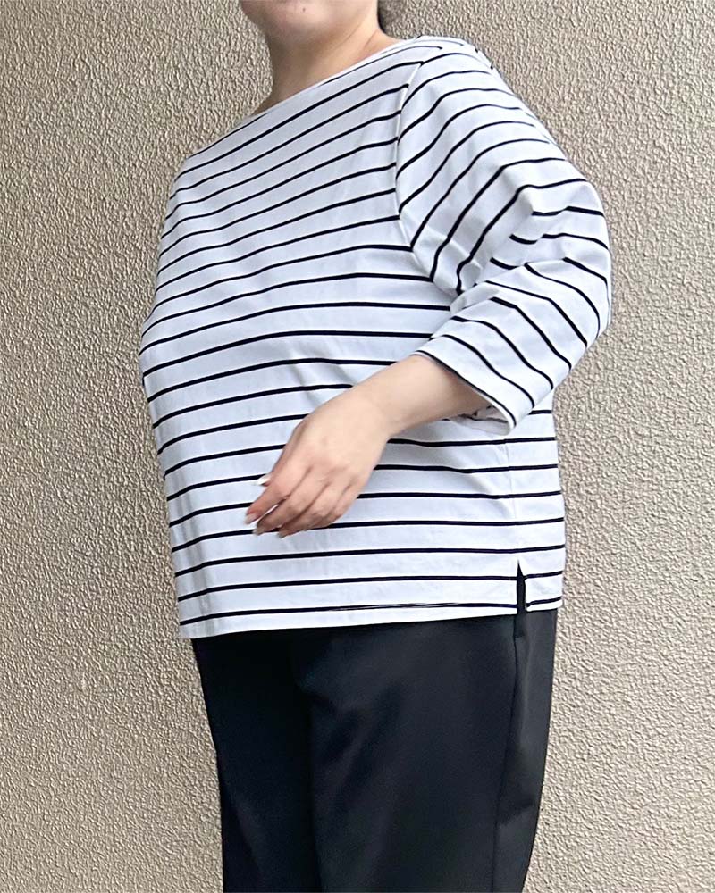 【otostyle】ストレッチ天竺ボートネックプルオーバー