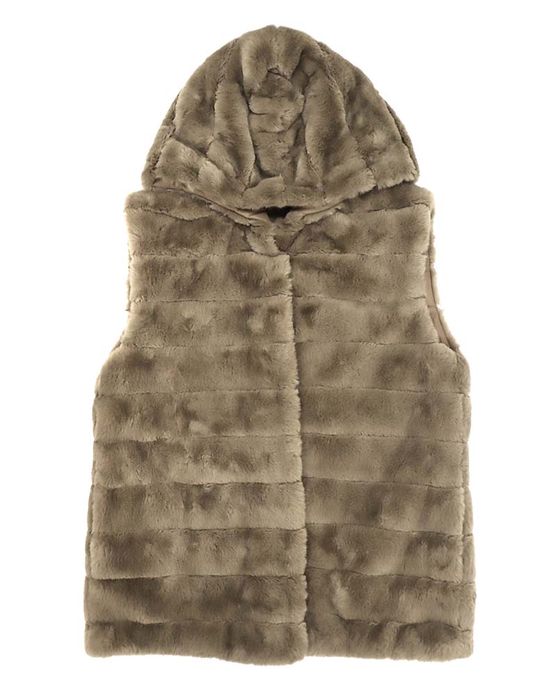 リバーシブルフェイクファーフーディー中綿ジレ