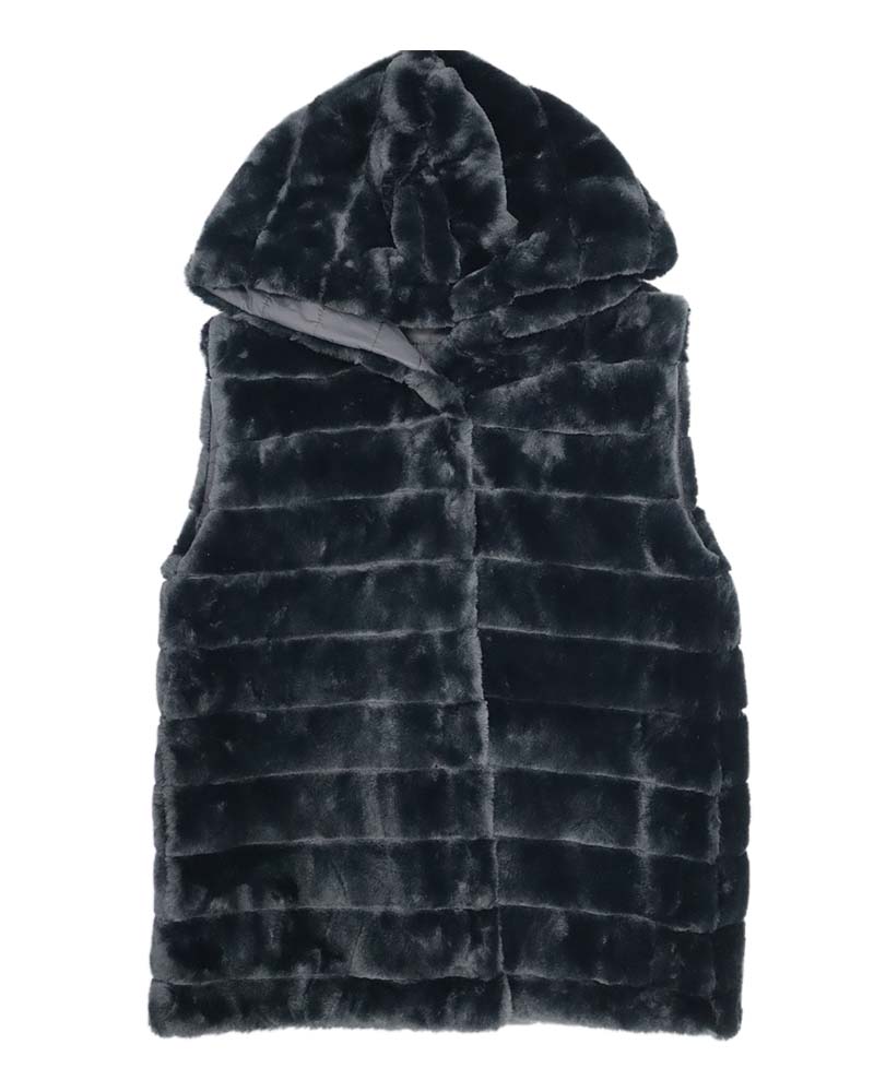 リバーシブルフェイクファーフーディー中綿ジレ