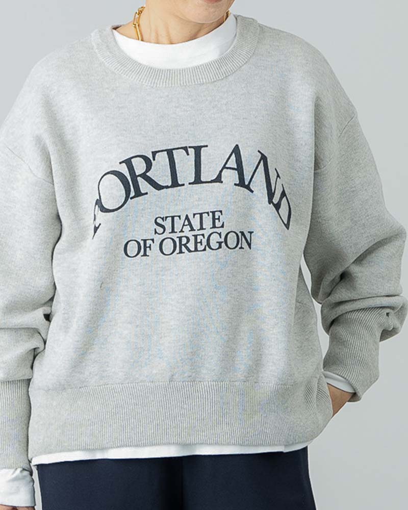 【YOKO ISHIBASHI】スウェットライクロゴプリントニット