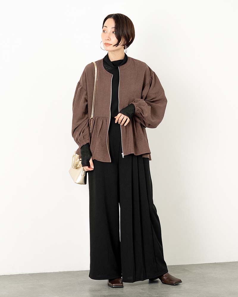カットジョーゼットサイドプリーツワイドパンツ | BOTTOMS