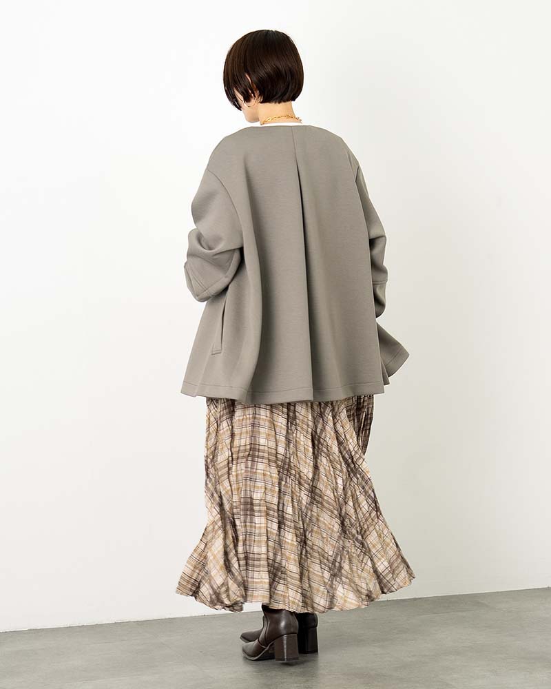 ストラ新品⭐️日本製❗️ノーカラーカットコーディガンダンボールコートブルゾン ダンボールポンチバックタックノーカラーライトコート | OUTER