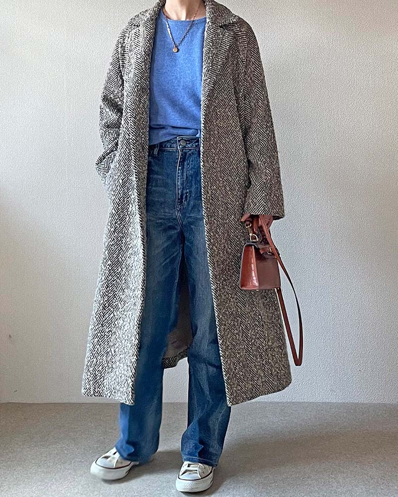 【Canaria Style】ミックスへリンボンテーラーコート