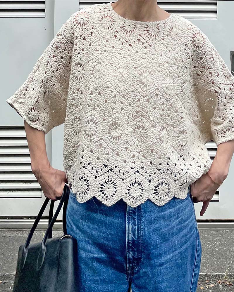 【Canaria Style】ドルマンスリーブレース編みプルオーバー