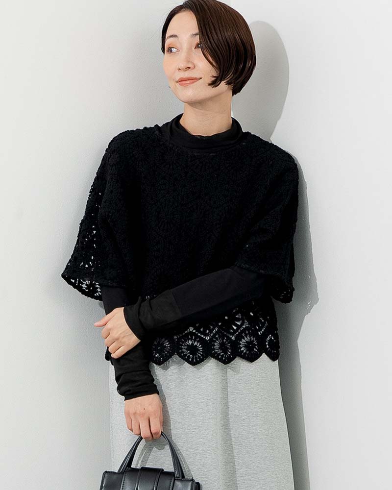 【Canaria Style】ドルマンスリーブレース編みプルオーバー