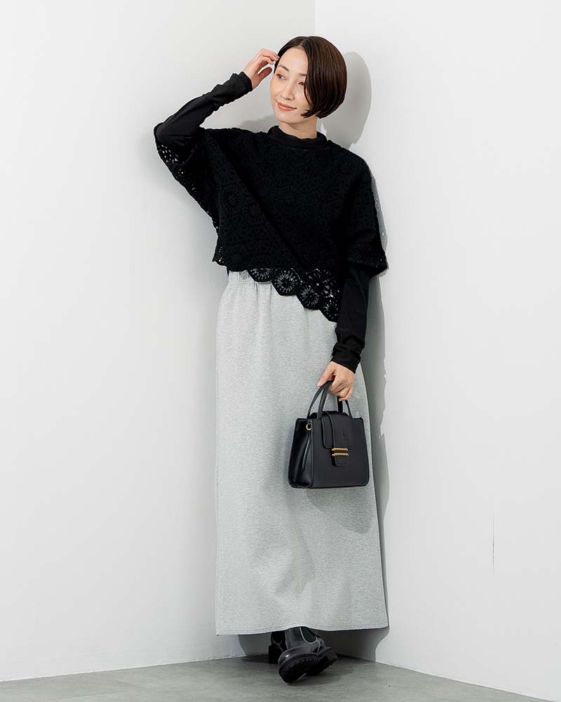 【Canaria Style】ドルマンスリーブレース編みプルオーバー