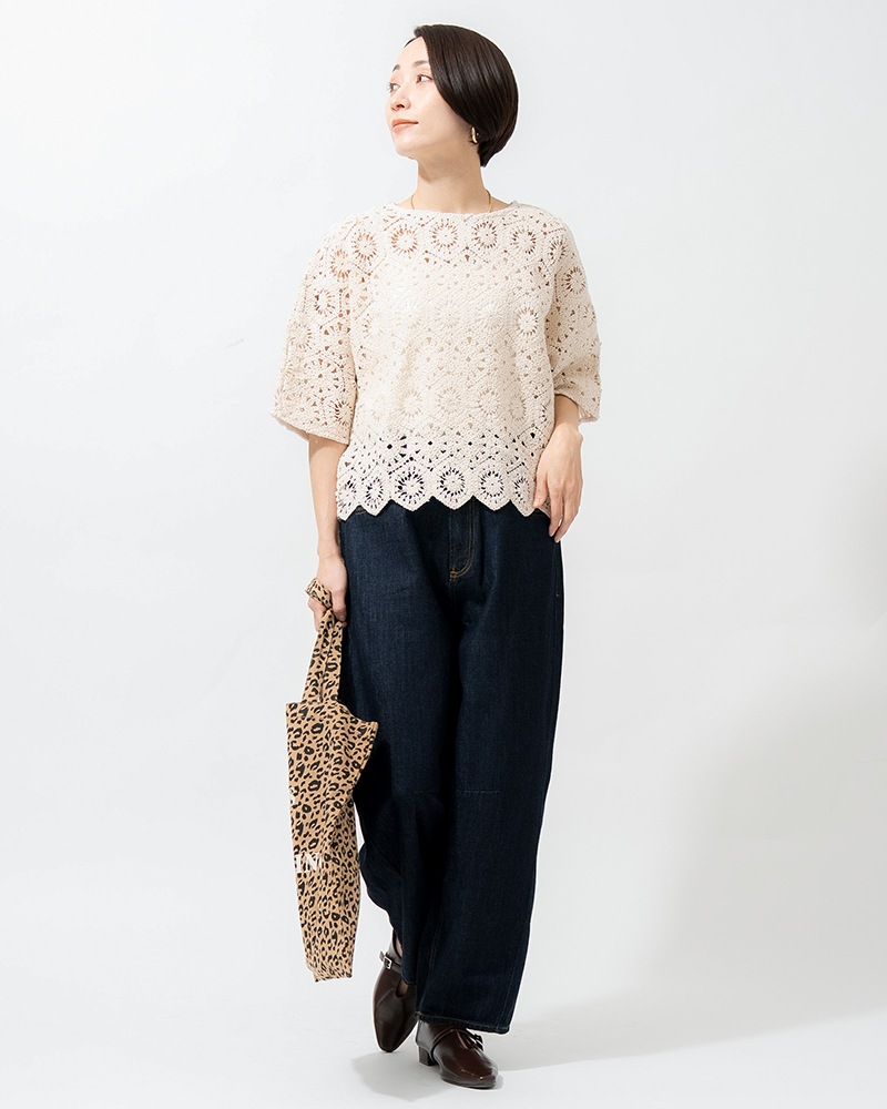 【Canaria Style】ドルマンスリーブレース編みプルオーバー