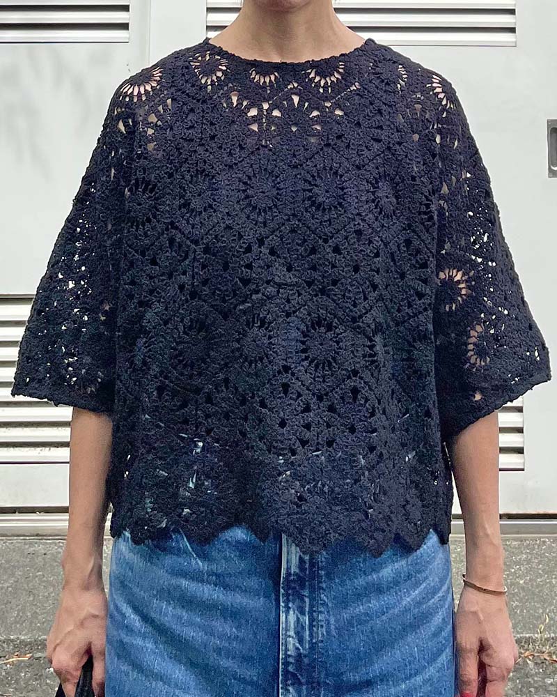 【Canaria Style】ドルマンスリーブレース編みプルオーバー