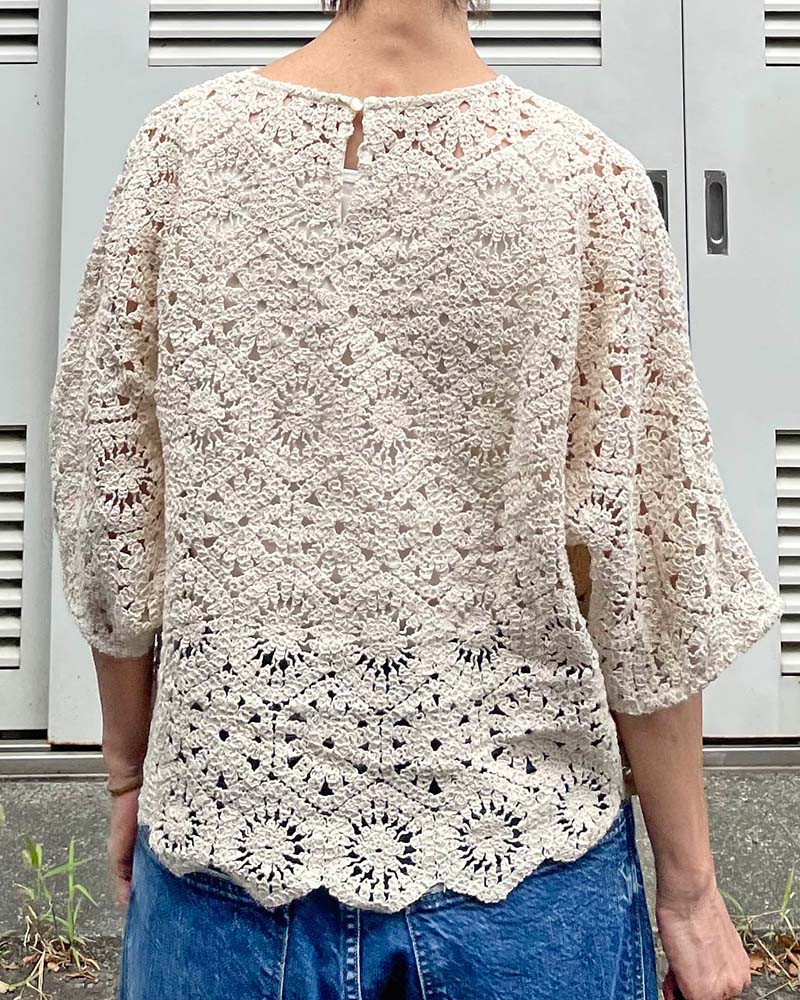 【Canaria Style】ドルマンスリーブレース編みプルオーバー