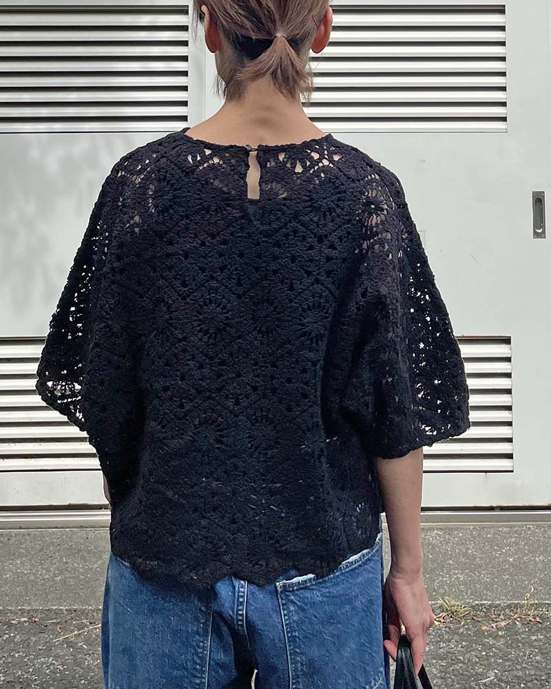 【Canaria Style】ドルマンスリーブレース編みプルオーバー