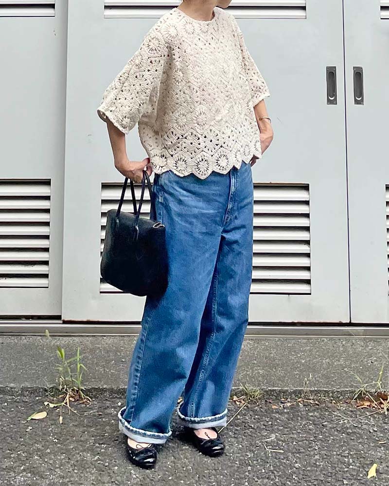 【Canaria Style】ドルマンスリーブレース編みプルオーバー