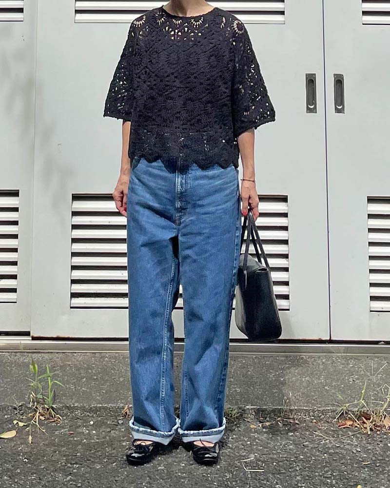 【Canaria Style】ドルマンスリーブレース編みプルオーバー