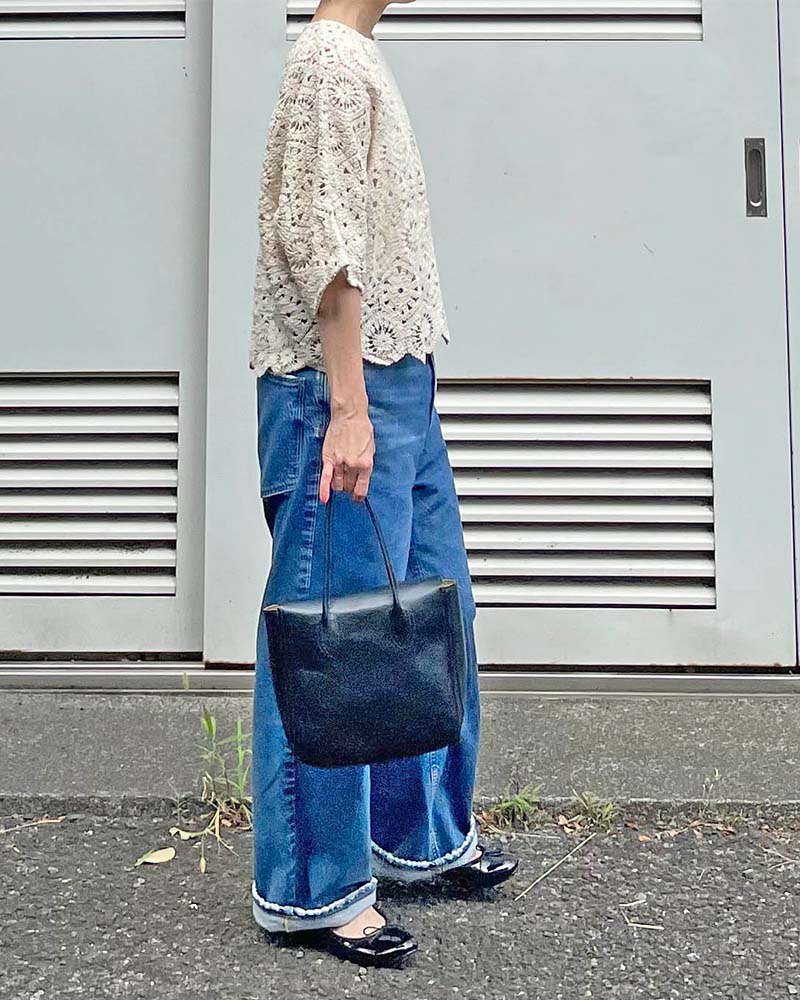 【Canaria Style】ドルマンスリーブレース編みプルオーバー