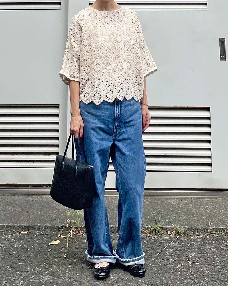 【Canaria Style】ドルマンスリーブレース編みプルオーバー