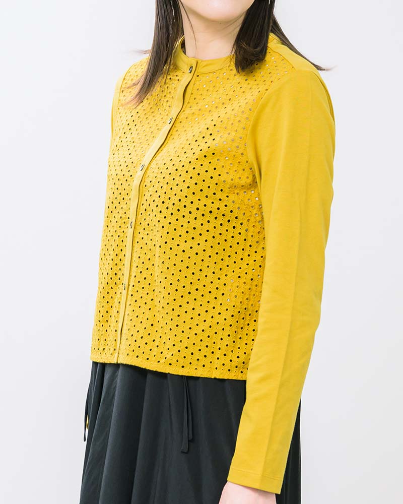 フロントカットワークデザインカーディガン