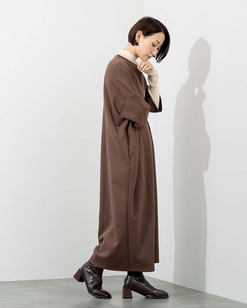 【Canaria Style】ダンボールニットハーフジップコクーンワンピース