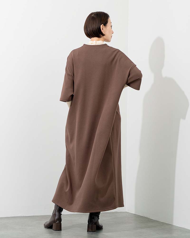 【Canaria Style】ダンボールニットハーフジップコクーンワンピース