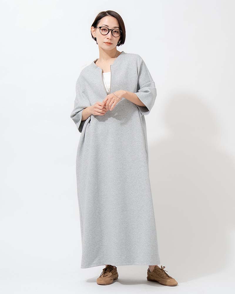 【Canaria Style】ダンボールニットハーフジップコクーンワンピース