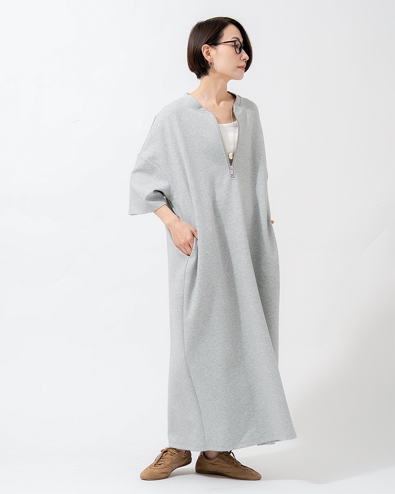 【Canaria Style】ダンボールニットハーフジップコクーンワンピース