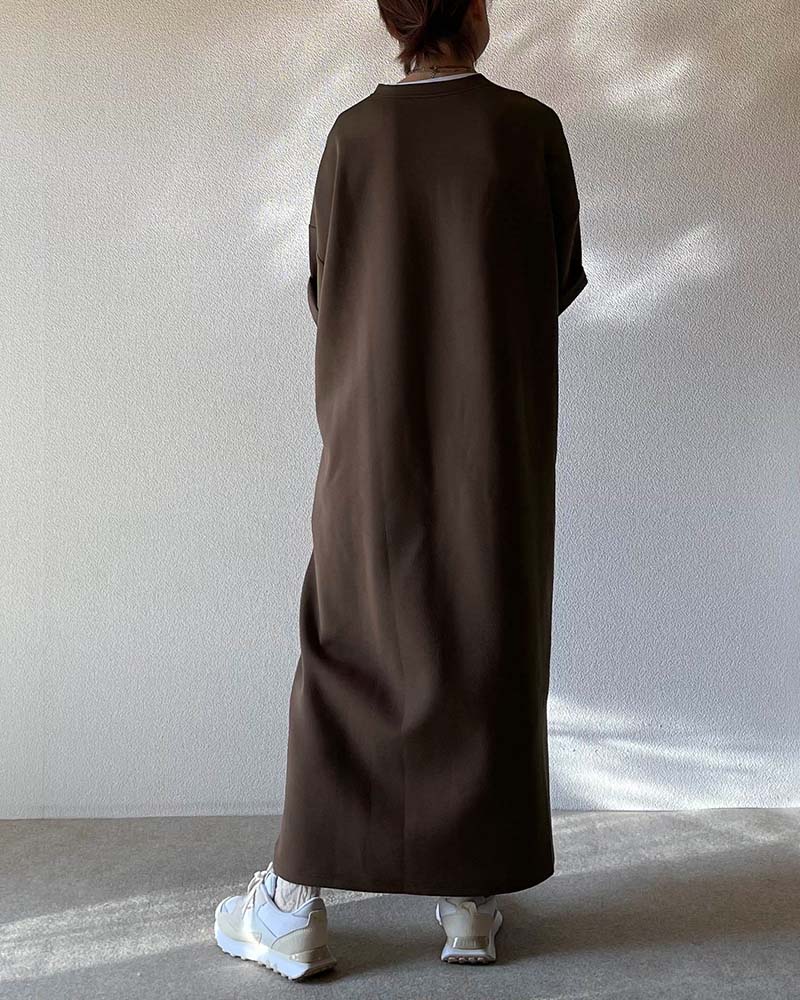 【Canaria Style】ダンボールニットハーフジップコクーンワンピース