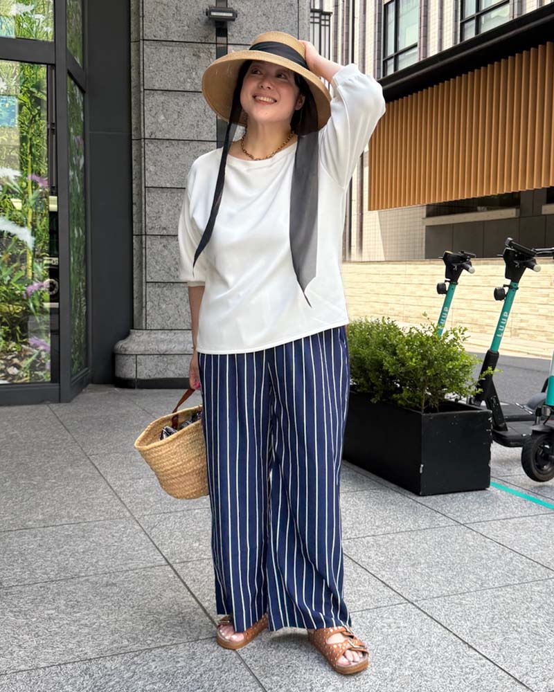 【otostyle】ソフトダンボールニットパフスリーブボートネックプルオーバー