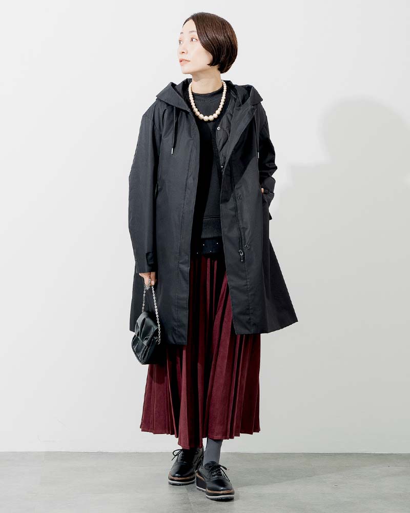 撥水防風ショールフーディーコート&ハイブリッドダウンベスト《2点セット》