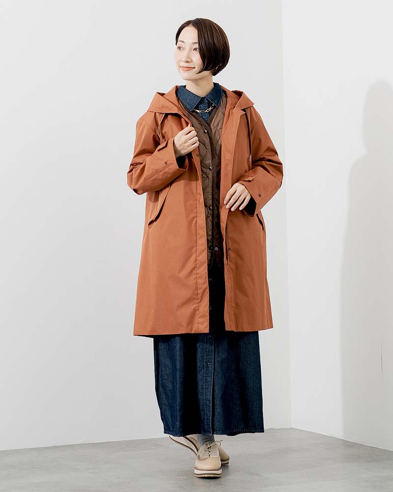 撥水防風ショールフーディーコート&ハイブリッドダウンベスト《2点セット》