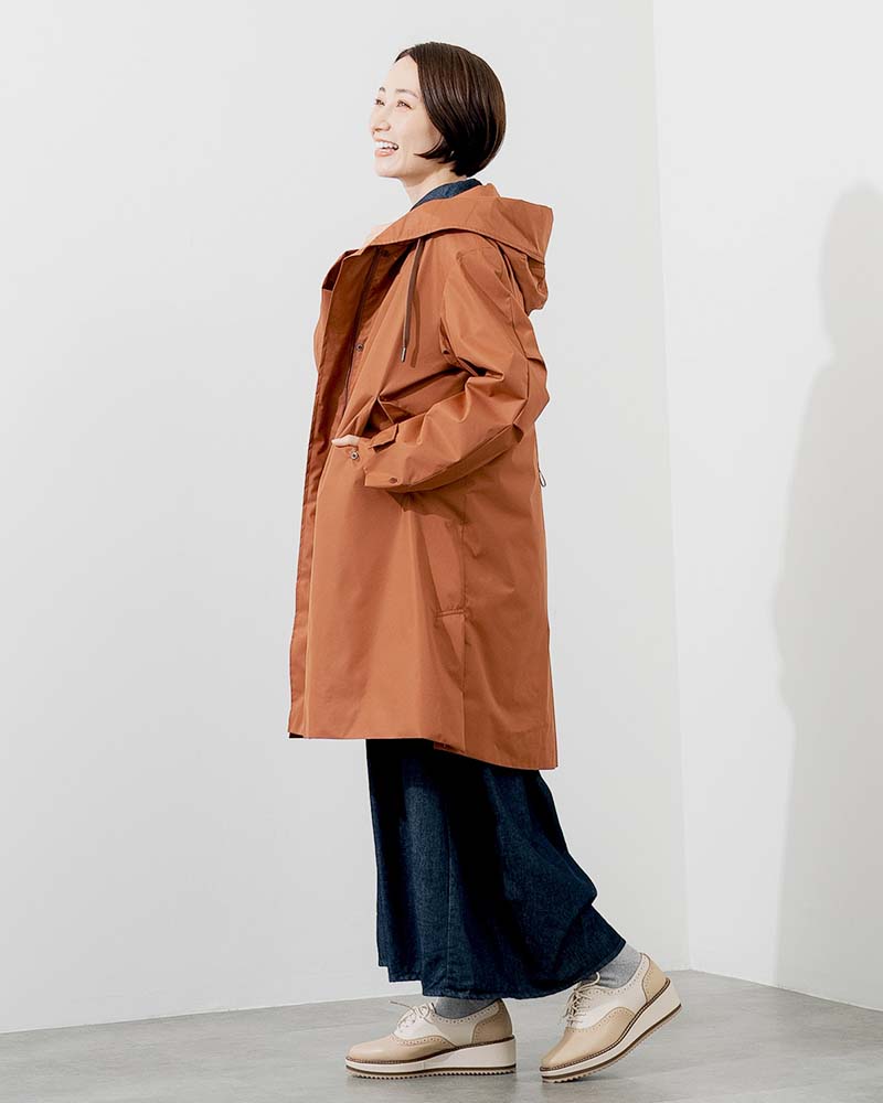 撥水防風ショールフーディーコート&ハイブリッドダウンベスト《2点セット》