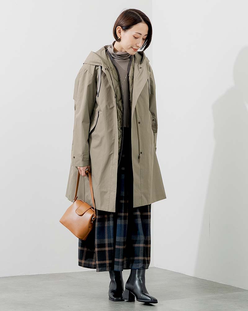 撥水防風ショールフーディーコート&ハイブリッドダウンベスト《2点セット》