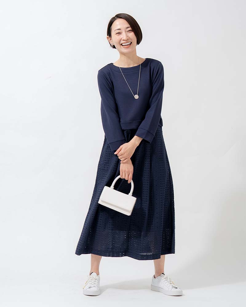 カットワーク刺繍レース切り替えAラインワンピース | ONE-PIECE | 元町