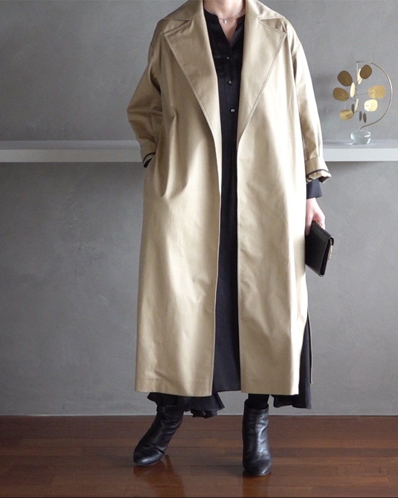 KANAKO CLOSET】《予約商品》 コンパクトツイルラップ風トレンチコート KANAKO CLOSET】《予約商品》 コンパクトツイルラップ風トレンチコート