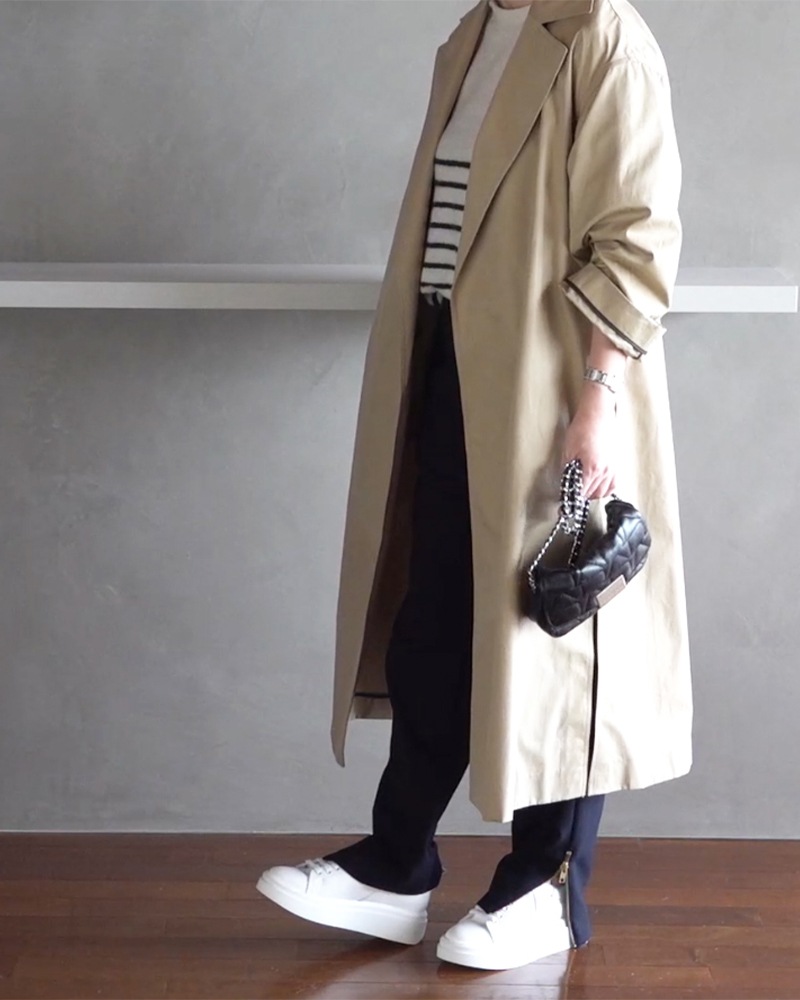 KANAKO CLOSET】《予約商品》 コンパクトツイルラップ風トレンチコート KANAKO CLOSET】《予約商品》 コンパクトツイルラップ風トレンチコート