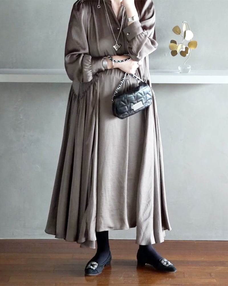 kanako closet ヴィンテージサテンフレアワンピース