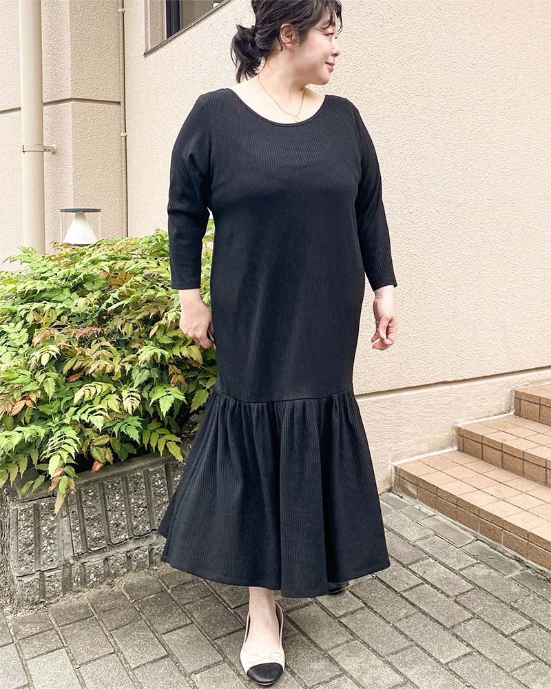 【otostyle】バックオープンリブワンピース