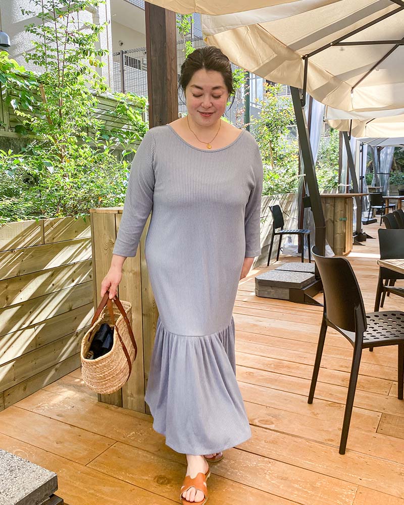 【otostyle】バックオープンリブワンピース