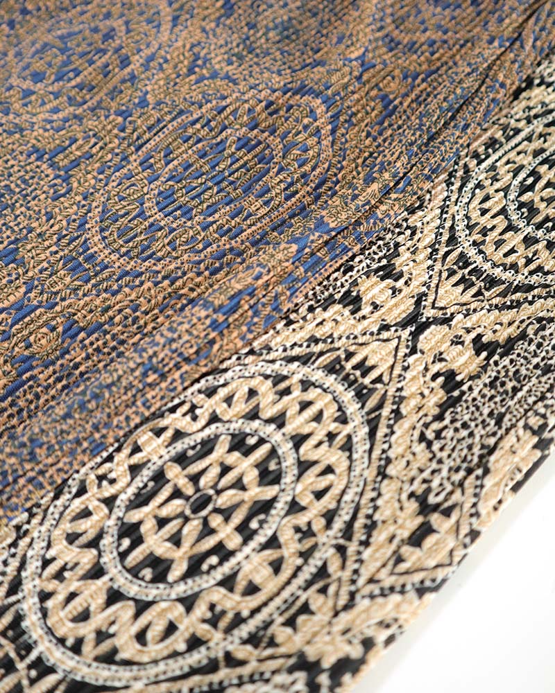 オリエンタル柄プリーツナロースカート