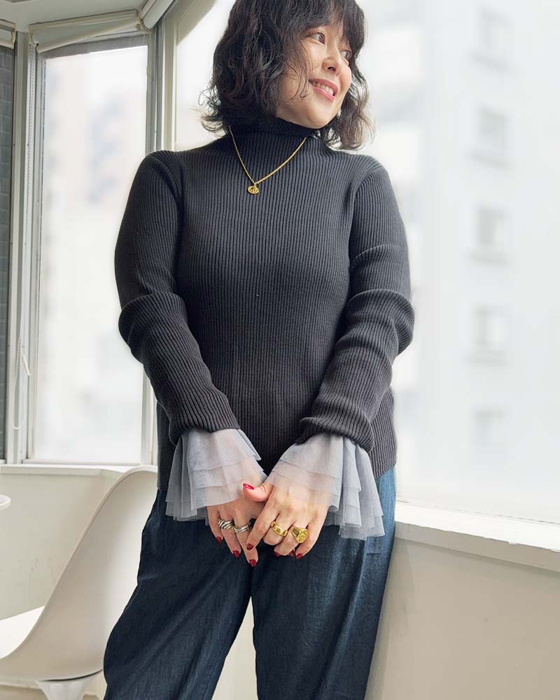 【otostyle】ハイネックリブニットプルオーバー